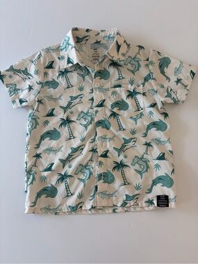 The Little Surfer Dude Shirt Sleeve Button Down Boys 3T Ocean Print